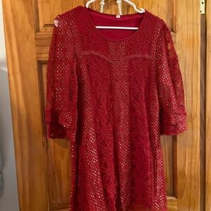 Elegant Red Lace Dress